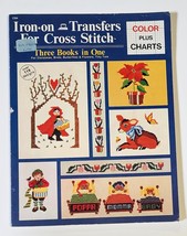 Iron-On Transfers For Cross Stitch With Charts Softcover Book 1981 - £7.82 GBP