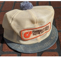 Champion Motor Graders K Products Patch Trucker Hat Cap Vintage 70s 80s ... - £79.03 GBP