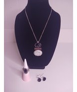 Finding Balance Black White Necklace 26&quot; With Earrings 1&quot; And Stretch Ring - $145.74 MXN