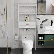 Over-The-Toilet Storage Cabinet White With One Drawer And 2 Shelves Space - £76.37 GBP