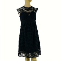 ERI + ALI Morea Anthropologie Black Crocheted Fit and Flare Dress Size  2P - £28.76 GBP