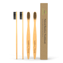Clearly BAMBOO Soft Toothbrush, Charcoal Infused BPA-Free Bristles (Set of 4) - £16.23 GBP