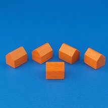 Settlers Catan Settlements Orange Wood 5 Houses Replacement Game Piece - $4.45