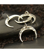 Sterling Silver Hammered Crescent Moon Pendant 16x16mm - $19.48 CAD