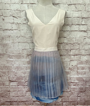 Anthropologie Sophie Duran Dress Size 10 Silk w/Pleated Overlay Skirt Watercolor - £35.97 GBP