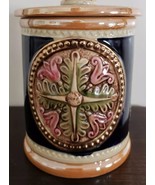 Vintage Multi Colored 4&quot; Round Ceramic Canister Bearded Man Smoking Pipe... - $59.84