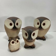 Vtg Hagen Renaker Ceramic Brown Owl Family Figurines Original Sticker Se... - $99.95