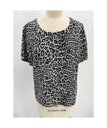 Joie Silk Leopard Print T-Shirt Sz XS Black White Short Sleeve Top Blouse - $29.40