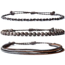Handmade Natural Stone Beaded Healing Bracelet Gift for Men Adjustable Rope Stri - £32.25 GBP