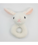 Bunny Rabbit Baby Hand Rattle Lovey Cream Pink Plush 6&quot; Baby Toy Easter B96 - $8.99