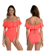 La Blanca Island Goddess Off Shoulder Ruffle One Piece Swimsuit Size 8 C... - $108.04 CAD