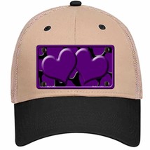 Purple Black Giraffe Purple Centered Hearts Novelty Khaki Mesh License Plate Hat - £23.24 GBP