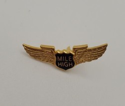 Vintage Mile High Wing Lapel Hat Pin Tie Tack Goldtone - £13.03 GBP