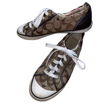 Coach Barrett Brown Signature Logo Leather Trim Lace Up Sneakers Size 6.5M - $37.05