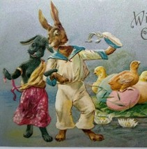 Easter Postcard Humanized Sailor Bunny Rabbit John Winsch Back Anthropomorphic - £42.22 GBP