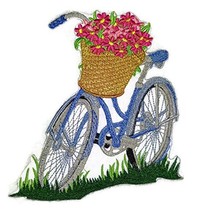 Custom and Unique Spring Blooms with Vase[Bicycle Built for Bloom ] Embroidered  - £15.42 GBP
