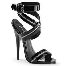 DEVIOUS DOM119/B Sexy Shoes Strappy Black Zipper 6&quot; Stilettos High Heels Sandals - £52.71 GBP