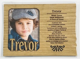 TREVOR Personalized Name Profile Laser Engraved Wood Picture Frame Magnet - $9.90