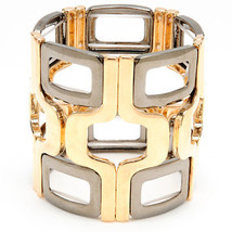 NEW $100 Amrita Singh Gold & Hematite CUBU Two Tone Stretch Bracelet W/ Defects - $49.99