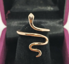 14K Rose Gold Plated Silver Thumb/ Wrap/ Open ADJUSTABLE Snake Ring Christmas - £16.60 GBP
