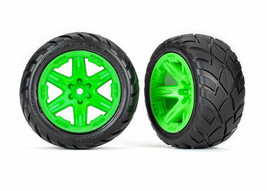 Traxxas 6775G Tires &amp; wheels green Anaconda 2WD electric front 4wd f&amp;r - £37.73 GBP