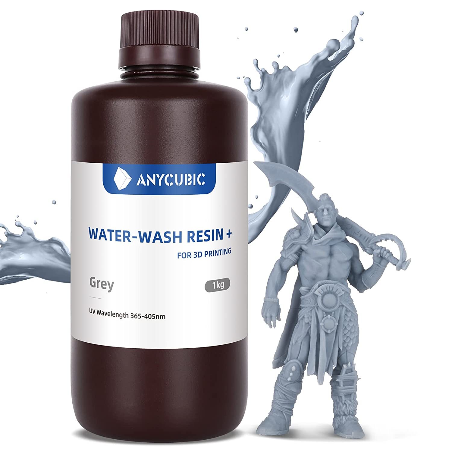 ANYCUBIC Water Washable 3D Printer Resin, 405nm High Precision, Grey, 1000g - $42.99