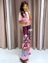 ZARA BNWT 2025. BURGUNDY FLORAL PRINT WIDE LEG TROUSERS. 8661/130/330 - $107.39