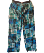 Aero Womens Sleep Pants Pajamas Size Med 100% Cotton Green Blue Flannel ... - $13.56 CAD