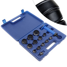 14 Pcs Hollow Punch Tool Set Leather Kit Gasket Hole Rubber Cutter+Stora... - $64.99
