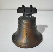 Vintage Metal Coin Piggy Bank Liberty Bell 4-1/8&quot; High Copper.  3-3/4&quot; wide base - £17.93 GBP