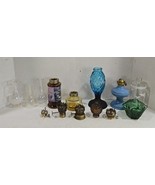 Lot of 14 Vintage Miniature Oil Lamp Parts Fitters Shades Bases for Refu... - $18.81