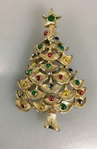Gerrys Christmas Tree Pin Brooch Goldtone Multi-Color Crystal Rhinestone Vintage - £15.70 GBP
