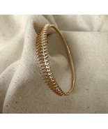 Gold Modern Bangle Bracelet 18k Gold Filled Luxury Jewelry - £18.87 GBP