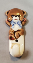 Norcrest Japan Teddy Bear Wall Hook Hand Decorated Vintage 3.5 in. Baby&#39;s Room - £9.30 GBP