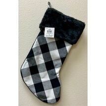 Black and White Buffalo Plaid Christmas Stocking 20 Inch New - $19.78