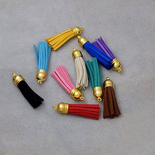 Bluemoona 20 PCS - 55MM 2 3/16" Grind arenaceous leather tassel pendants Faux Su