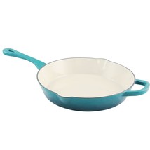 Crock Pot Artisan 12 in. Round Enameled Cast Iron Skillet in Teal Ombre - $119.99