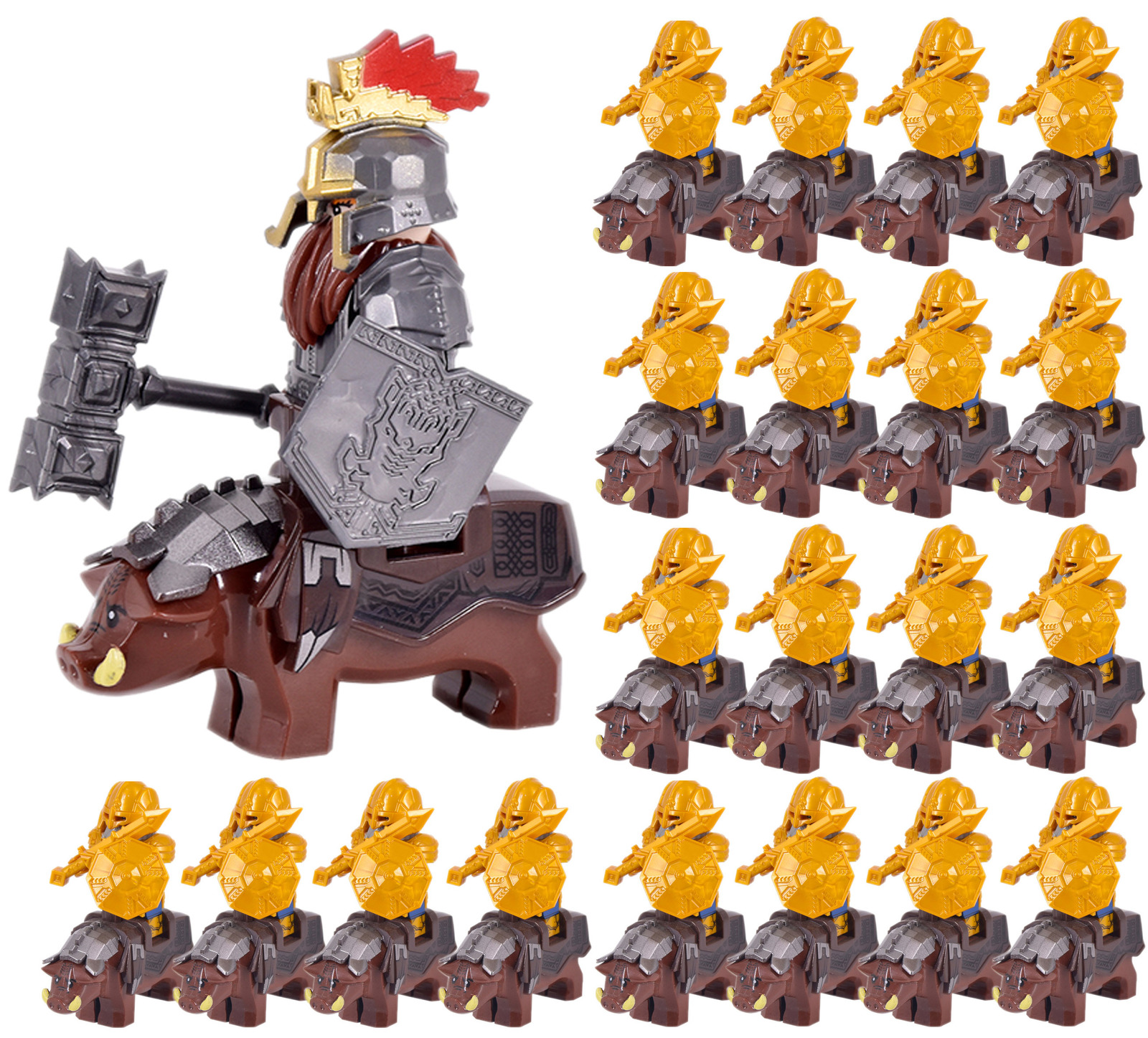 LOTR Mounted Boar Erebor Dwarves Gold Armour 42 Minifigures Set B
