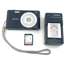 Sony CyberShot DSC W800 Digital Camera 20.1 MP 5x Zoom Black TESTED - £127.55 GBP
