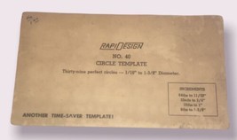 Vintage RapiDesign No. 40 Circle Template 39 Perfect Circles 1/16&quot; - 1-3... - £10.96 GBP