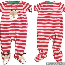Carter’s NWT Reindeer Christmas Stripe Zip Front Sleeper Footed Pajamas Newborn - £9.18 GBP
