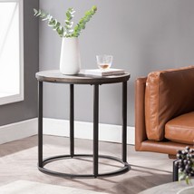 24" Natural Wood Solid Wood And Iron Round End Table - $3,775.61 MXN