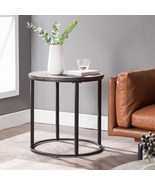 24 Inch Natural Wood Solid Wood And Iron Round End Table - €172,84 EUR