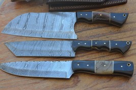 damascus hand forged knife and fork BBQ hunting set From The Eagle Colle... - $108.89