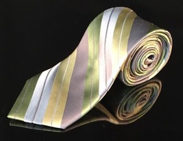 Apt 9 100% Silk Classic Tie, Gold , Brown and Blue Stripe - £7.79 GBP