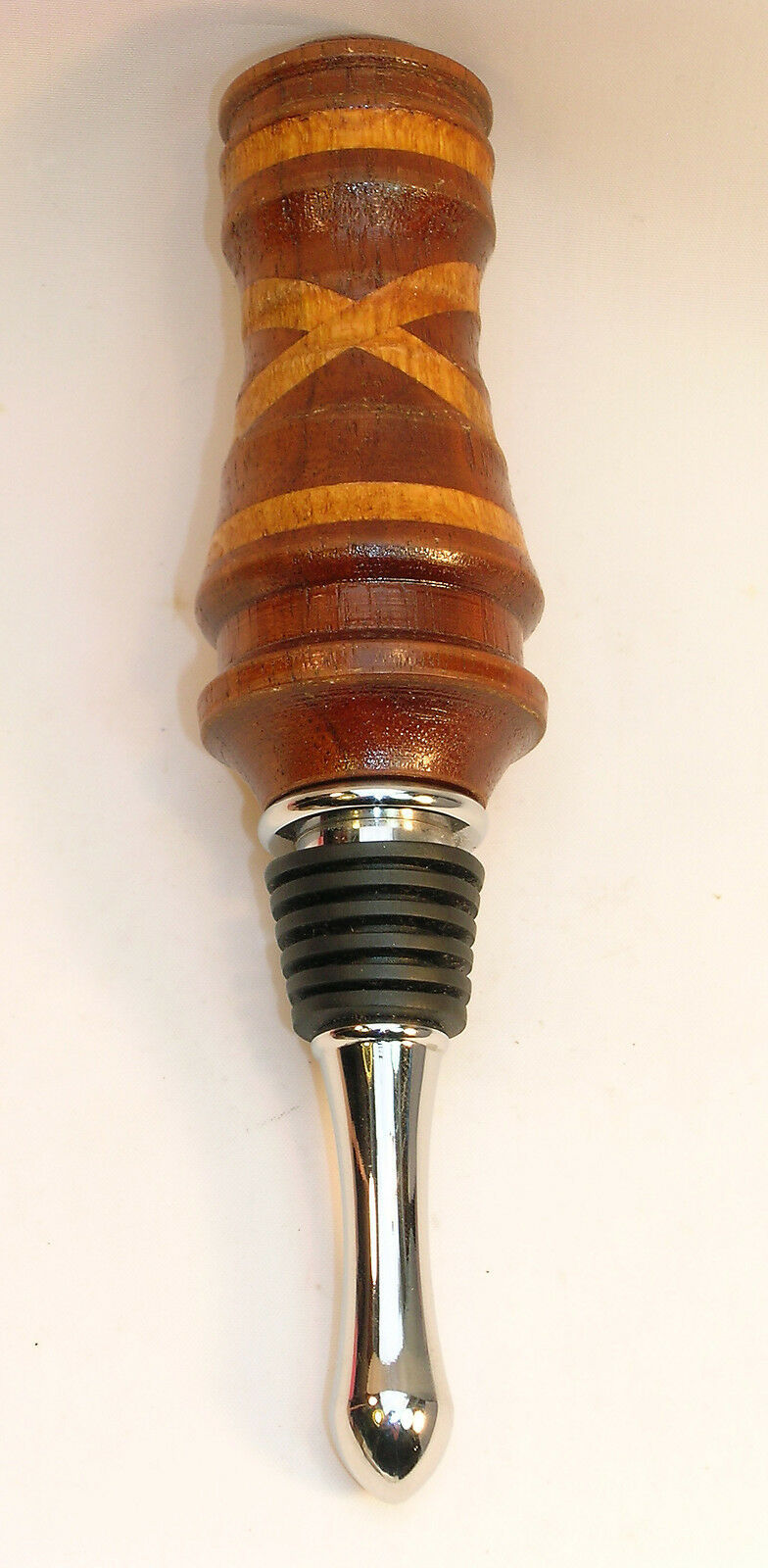 New Hand Crafted Oak & Mahogany Wood Bottle Stopper Great Gift  Wine OOAK - $18.99