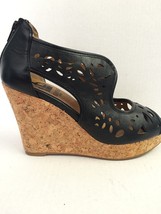 Crown Women&#39;s Shoes Vintage Kaycee Black 4&quot; Wedge Sandal Shoe Size 8.5 NWOB - $38.61