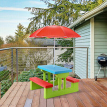 Kids Picnic Table And Bench Umbrella Folding Outdoor Toddler Activity Ba... - $75.81