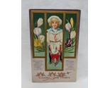 Vintage Easter Good Wishes Little Boy Carting Bunny And Colored Eggs Pos... - £19.73 GBP