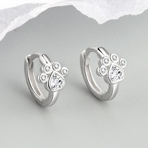 CIAXY Silver Color Cat Paw Footprint Ear Buckle Animal Earrings for Women Korean - £10.39 GBP